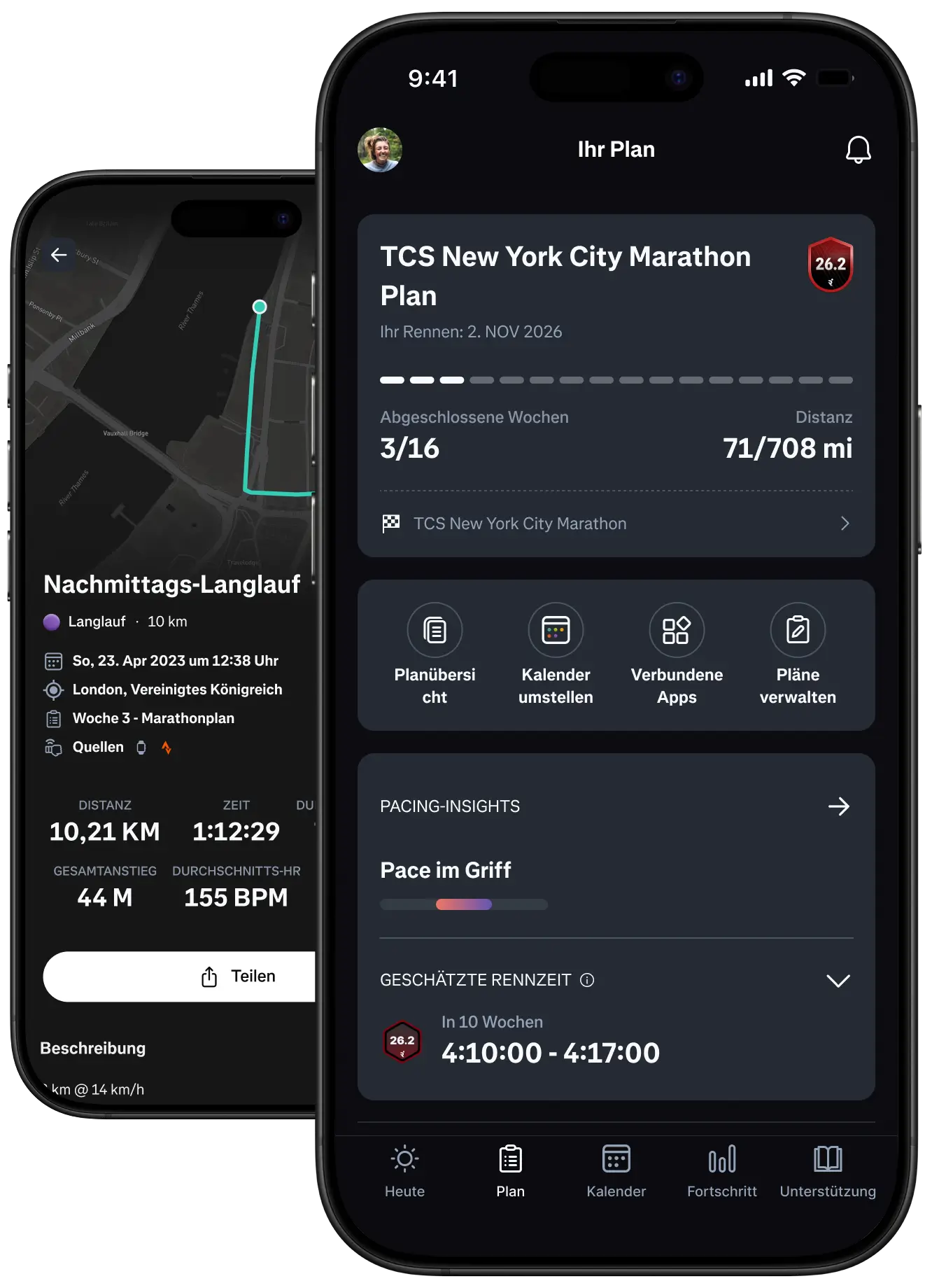 Phone mockup with Runna app screenshot.
