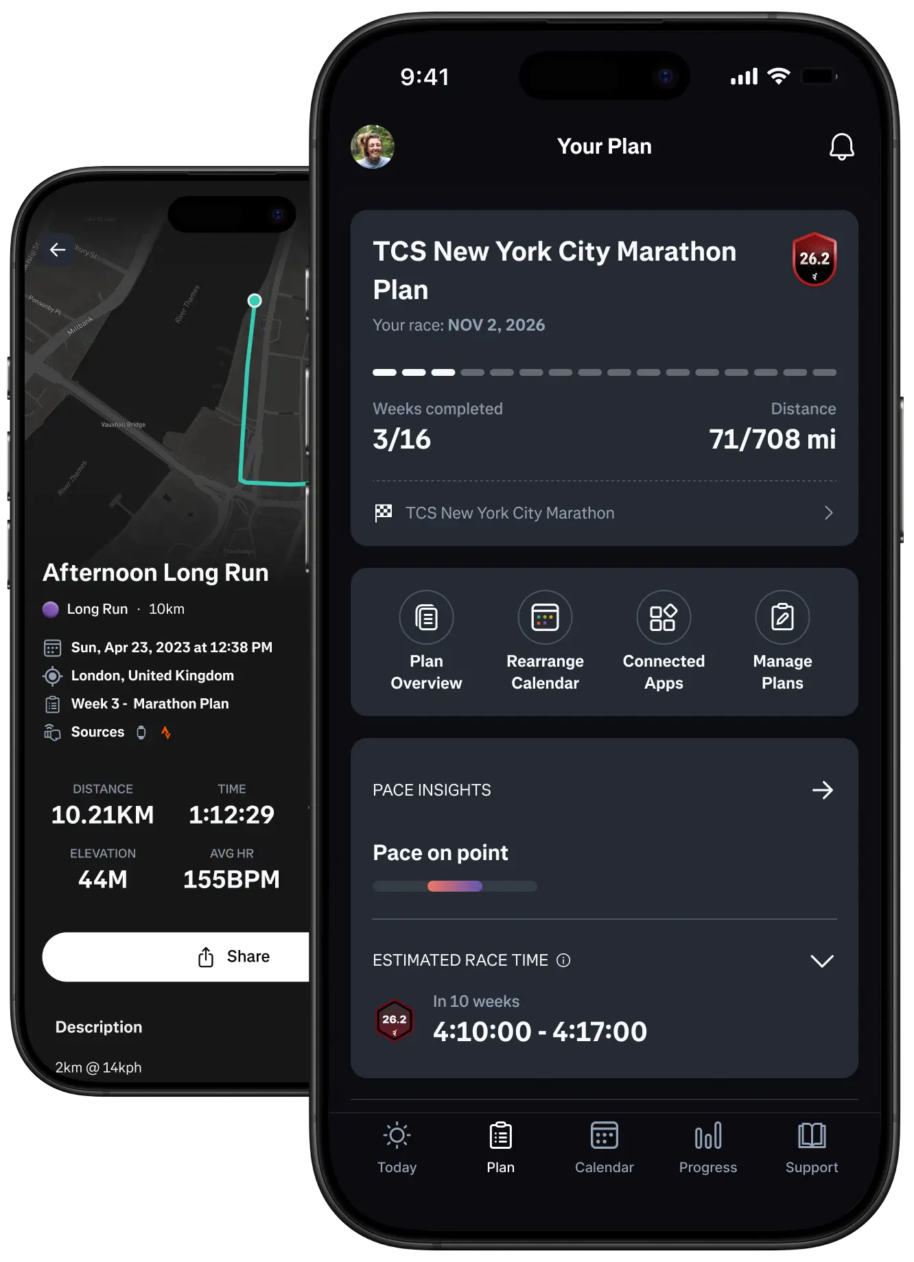 Phone mockup with Runna app screenshot.