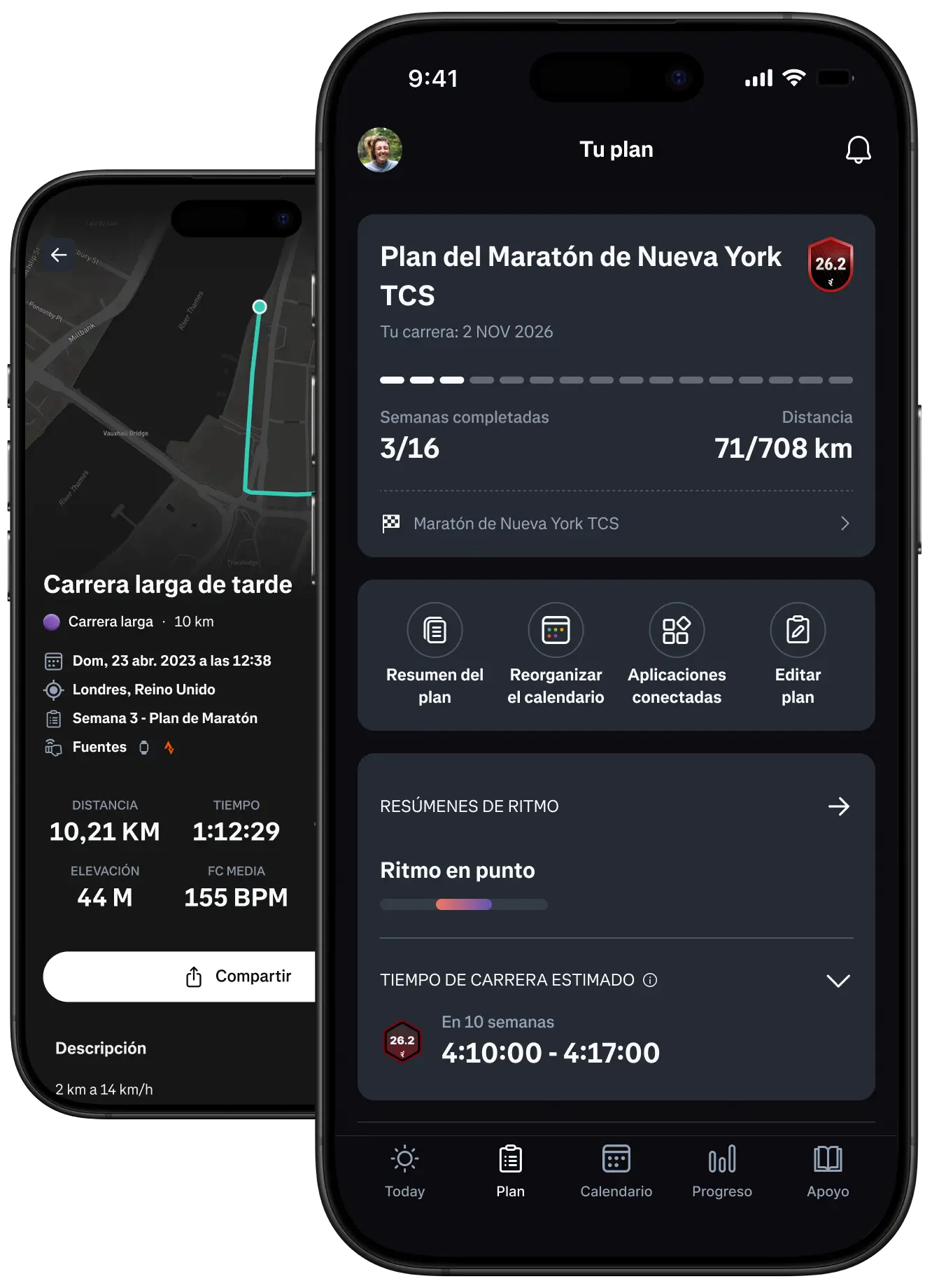 Phone mockup with Runna app screenshot.
