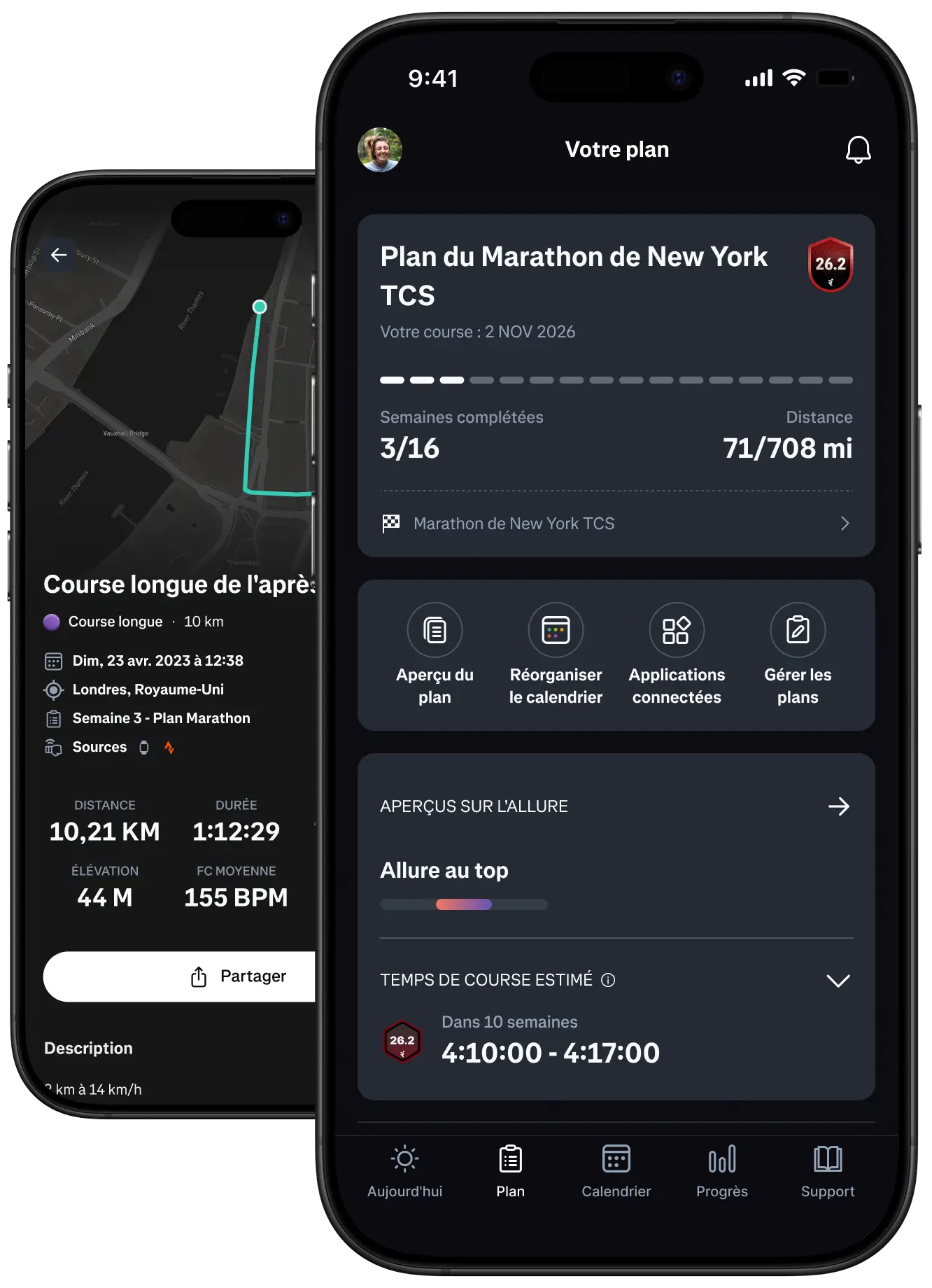 Phone mockup with Runna app screenshot.